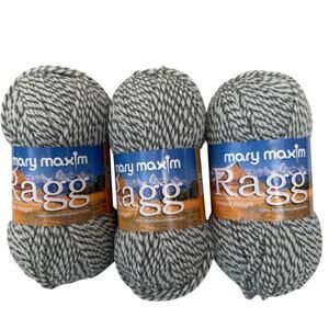 Mary Maxim Ragg Yarn Grey Worsted Weight 3.5 oz 191 Yards Acrylic 3 Pack